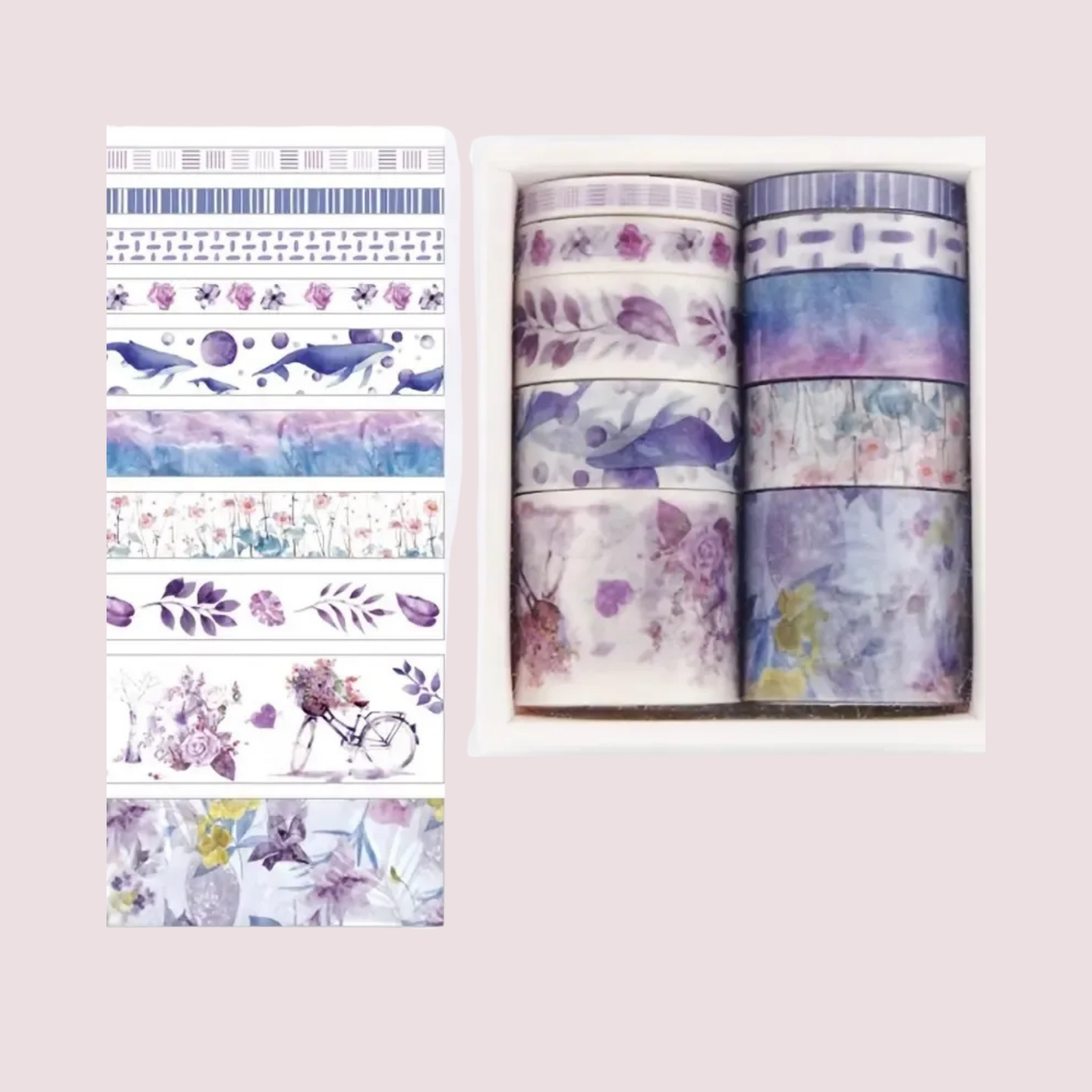 10 Pc Lavender Washi Tape