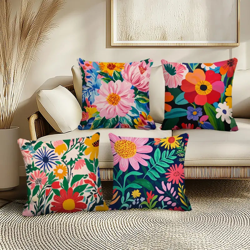 Set of 4 boho vibrant floral cushion covers - chair & sofa cushion covers from google - what’s new home&living materials