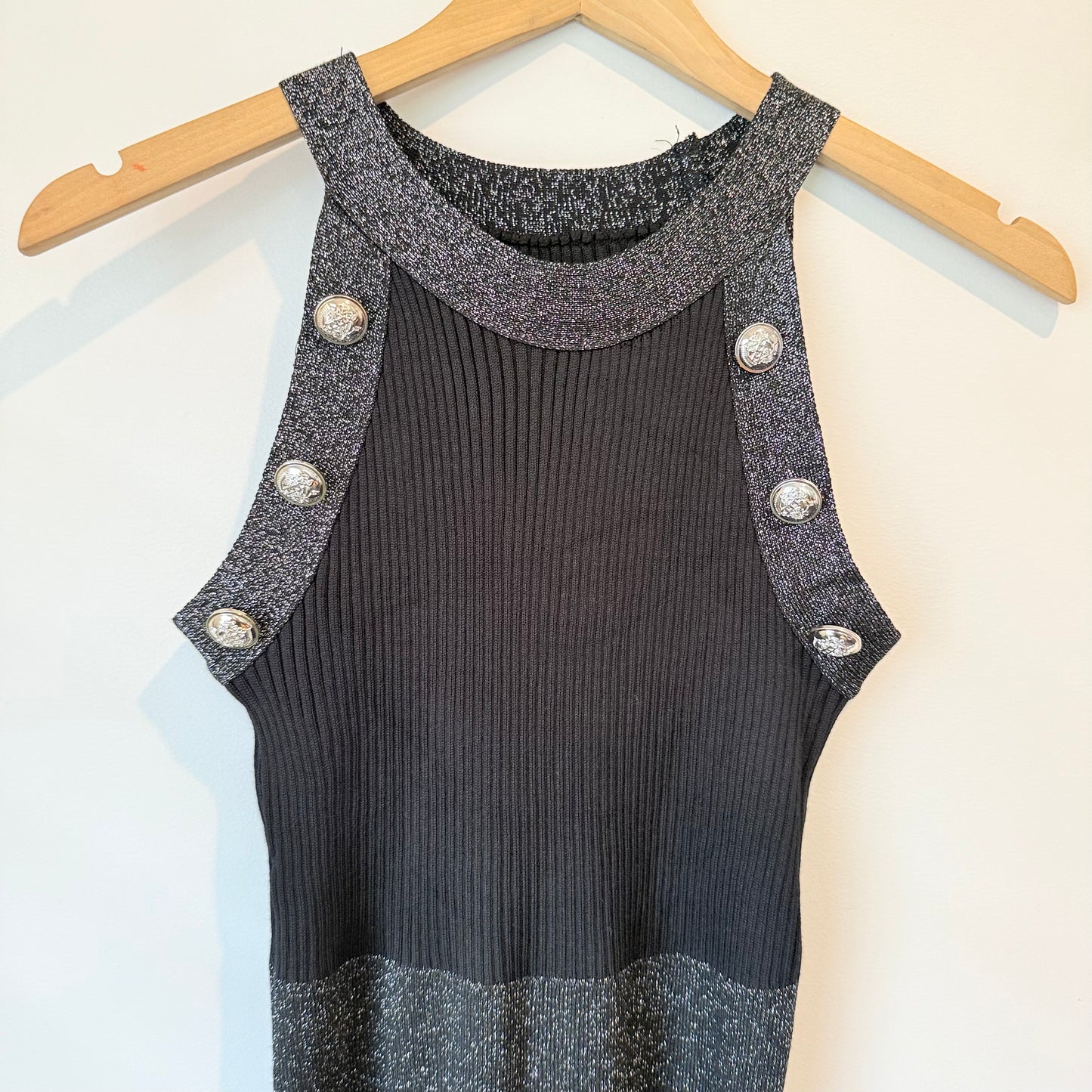 2-Piece Ribbed Knit Dress and Cardigan Set - Black - Size 6