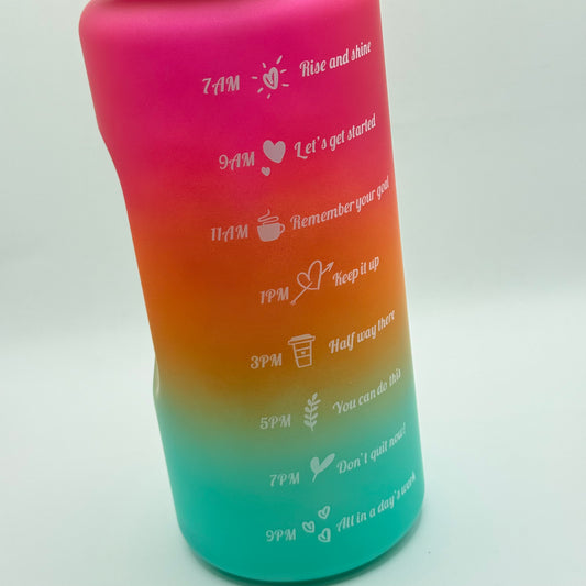 2L Motivational Water Bottle with Timestamps & Straw