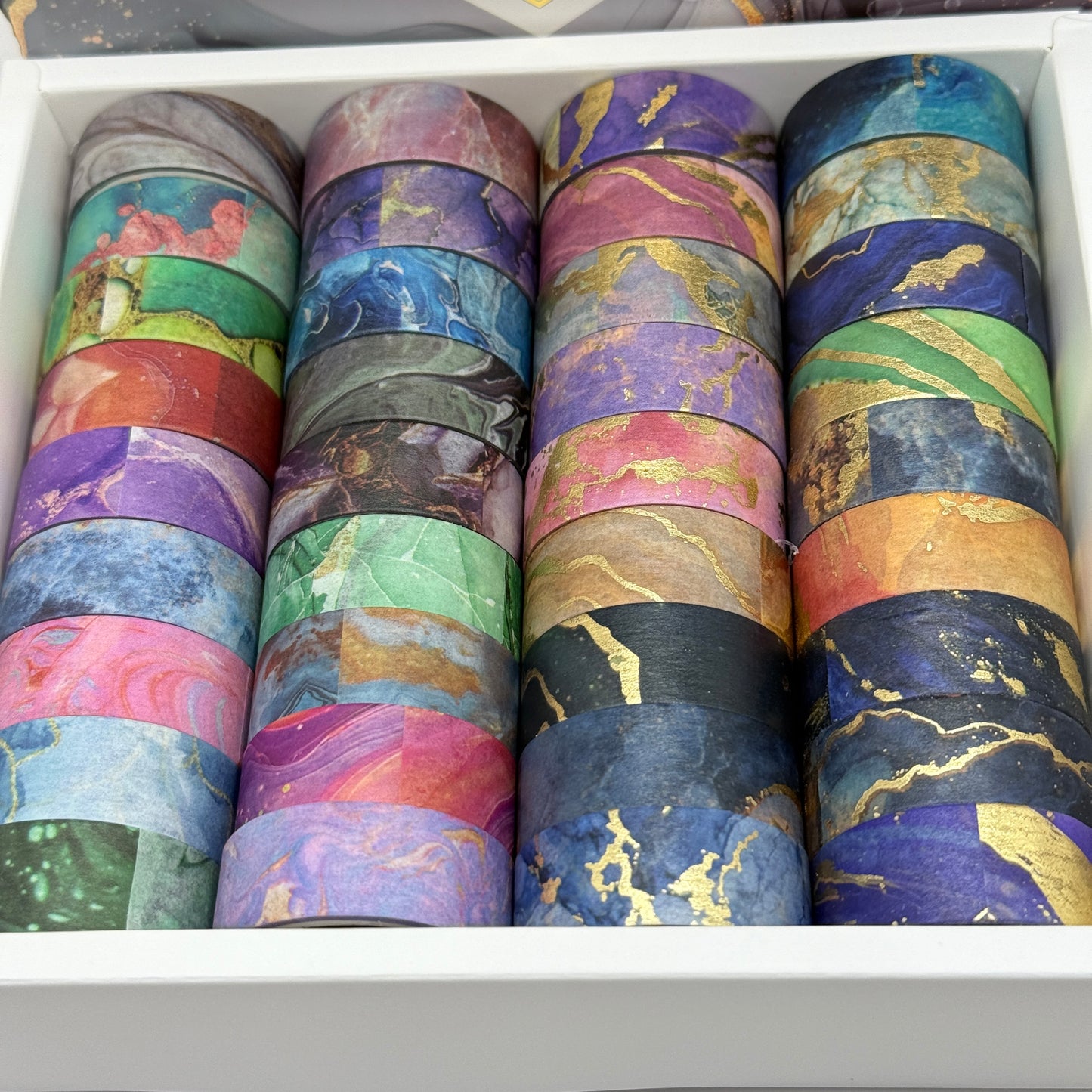 36 Rolls Marble Gilded Washi Tape Set