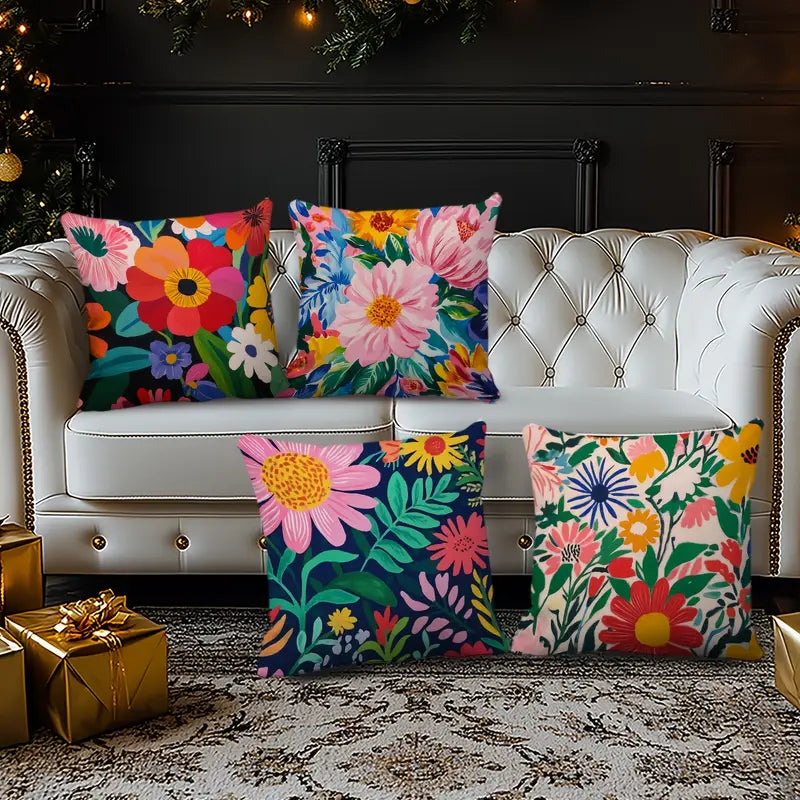 Set of 4 boho vibrant floral cushion covers - chair & sofa cushion covers from google - what’s new home&living materials