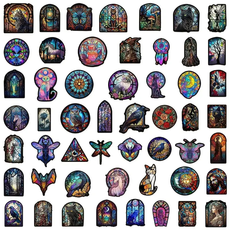 50pc stained glass look decals – add colourful charm anywhere - window films home&living materials