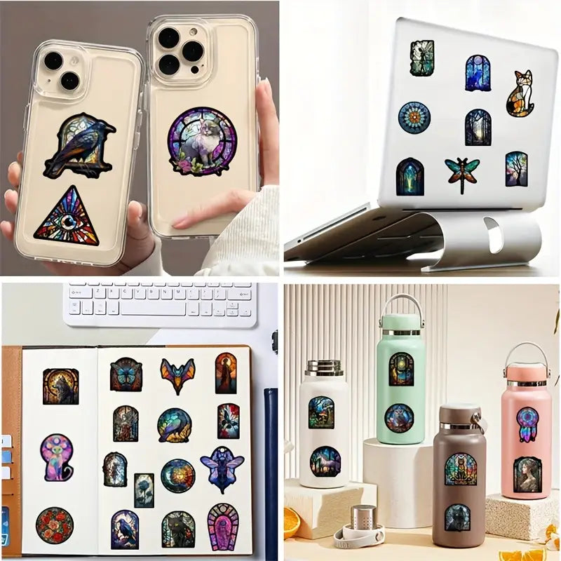 50pc stained glass look decals – add colourful charm anywhere - window films home&living materials