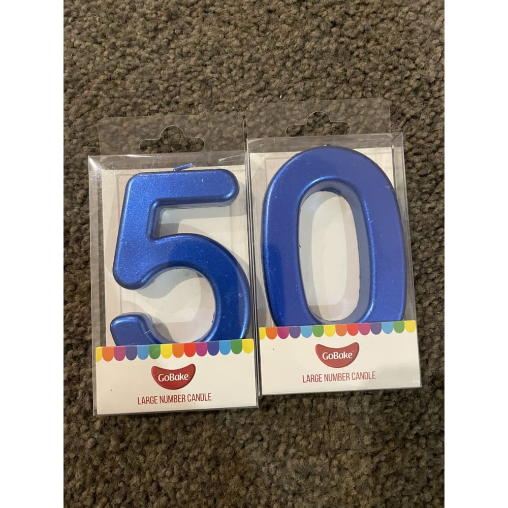‘50’ number candles – blue & pink options - blue - birthday candles party supplies - seasonal & holidays decorations