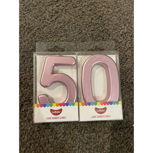 ‘50’ number candles – blue & pink options - metallic pink - birthday candles party supplies - seasonal & holidays