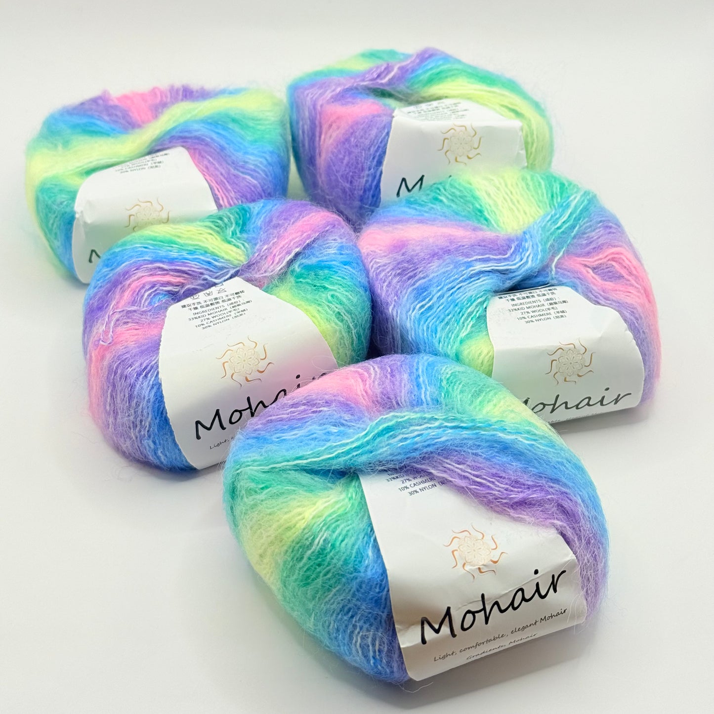 5x Gradient Mohair Yarn Set for Knitting & Crochet