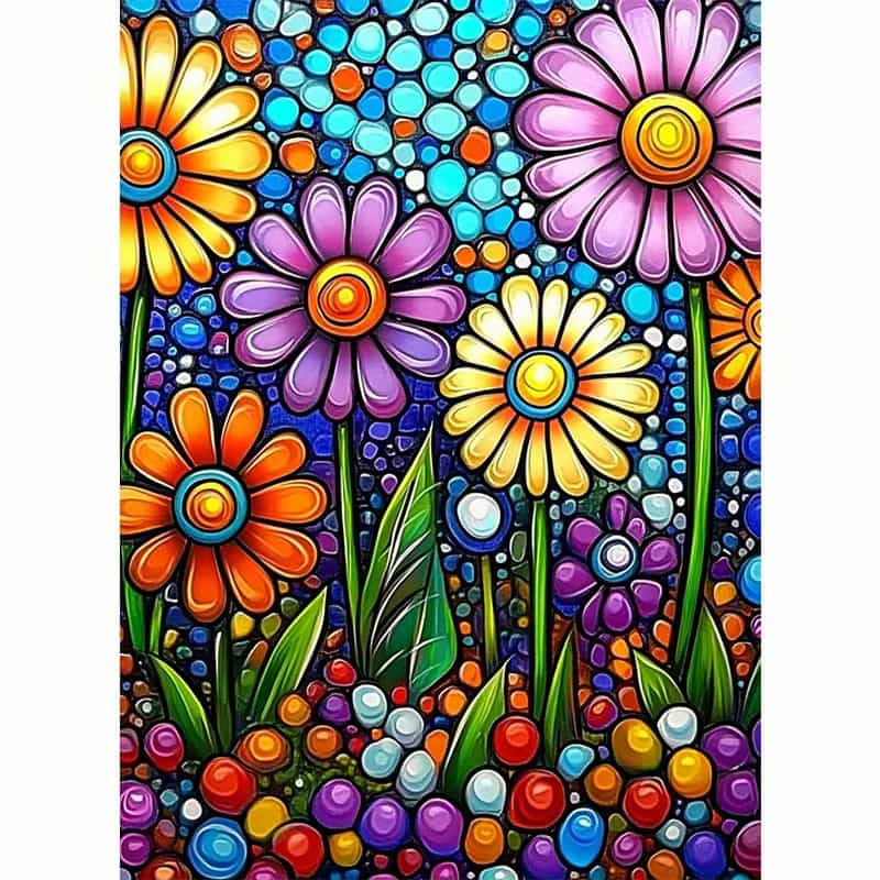 5D Diamond Painting Kit – Vibrant Floral Wall Art 30x40cm (11.8 × 15.8 in)