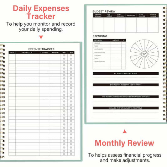 Monthly Financial Organizer & Expense Tracking Planner Notebook (Black)