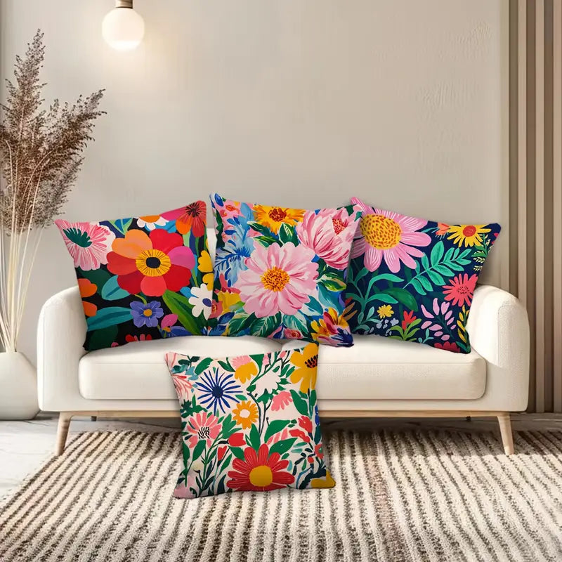 Set of 4 boho vibrant floral cushion covers - chair & sofa cushion covers from google - what’s new home&living materials