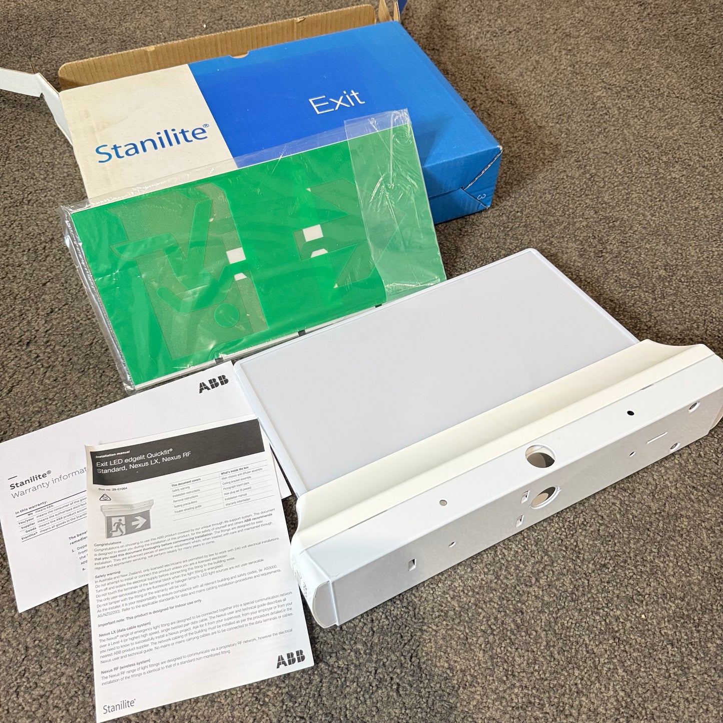 ABB Stanilite Platinum Quickfit LED Exit Sign Model No. PLQNRFLEDP