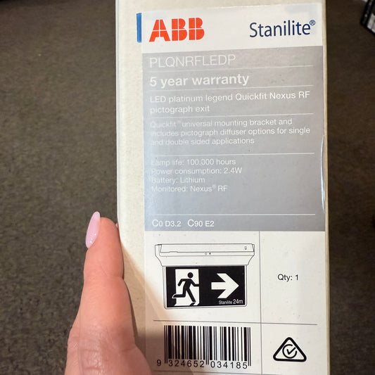 ABB Stanilite Platinum Quickfit LED Exit Sign Model No. PLQNRFLEDP