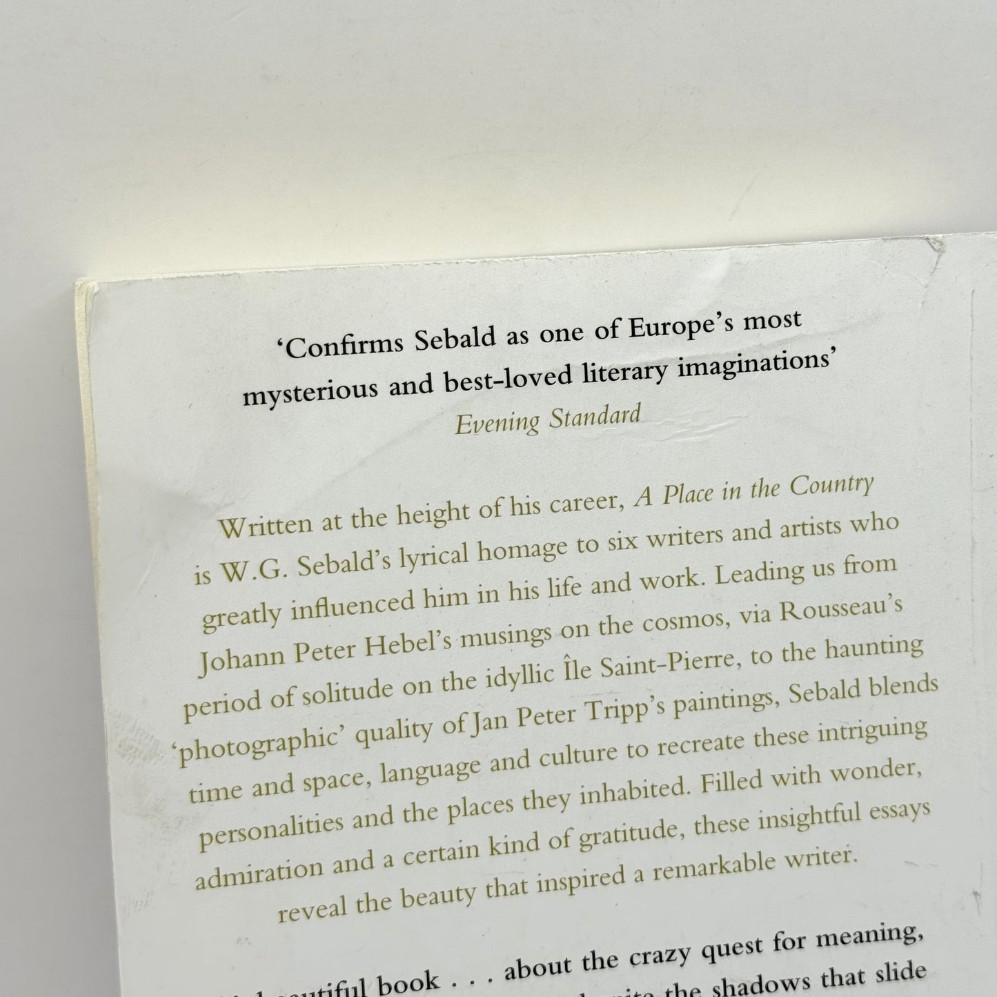 A Place in the Country by W.G. Sebald , Jo Catling