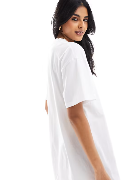 Asos design size 12 oversized mini t-shirt dress in white - dresses top women’s apparel