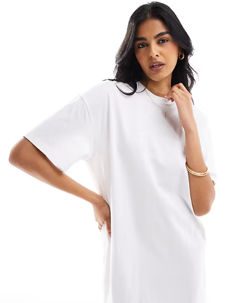 Asos design size 12 oversized mini t-shirt dress in white - dresses top women’s apparel