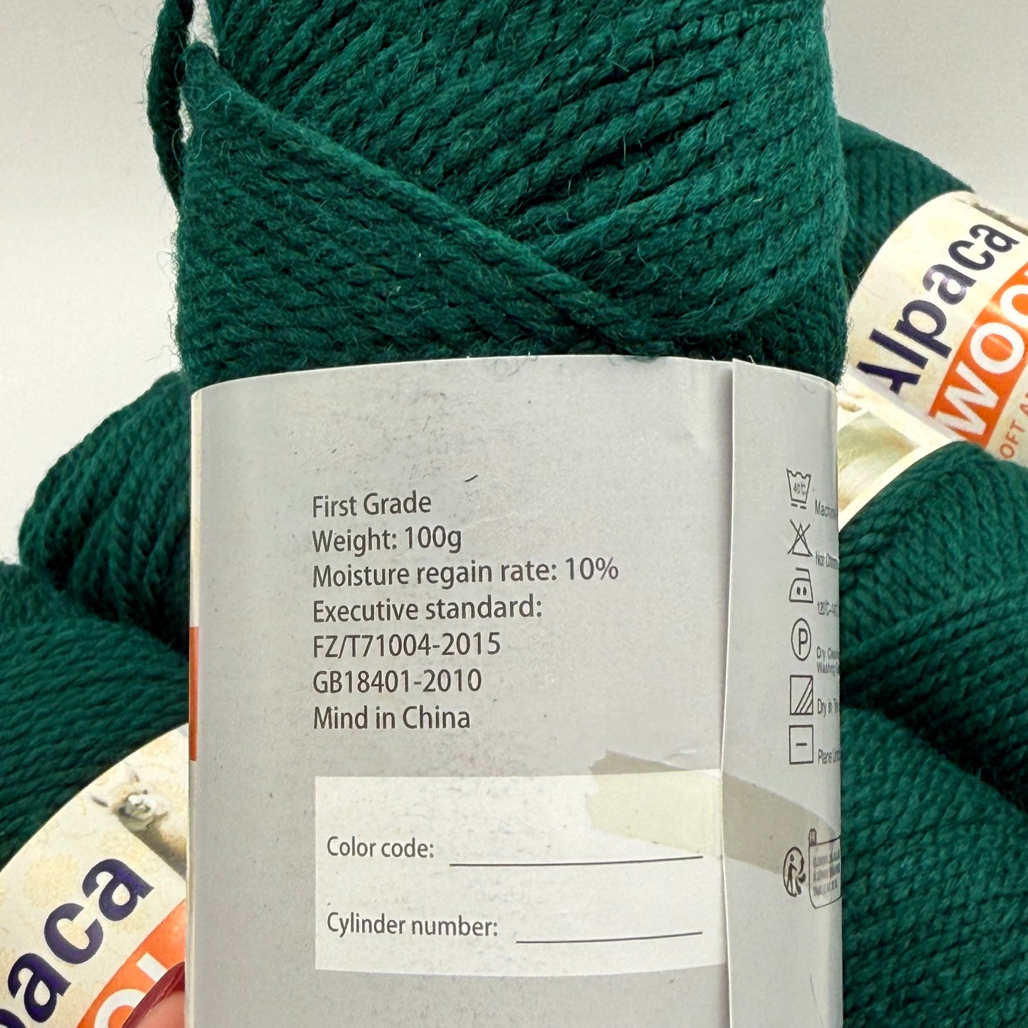 Alpaca Wool Yarn - Green (5 pcs, 100g each)
