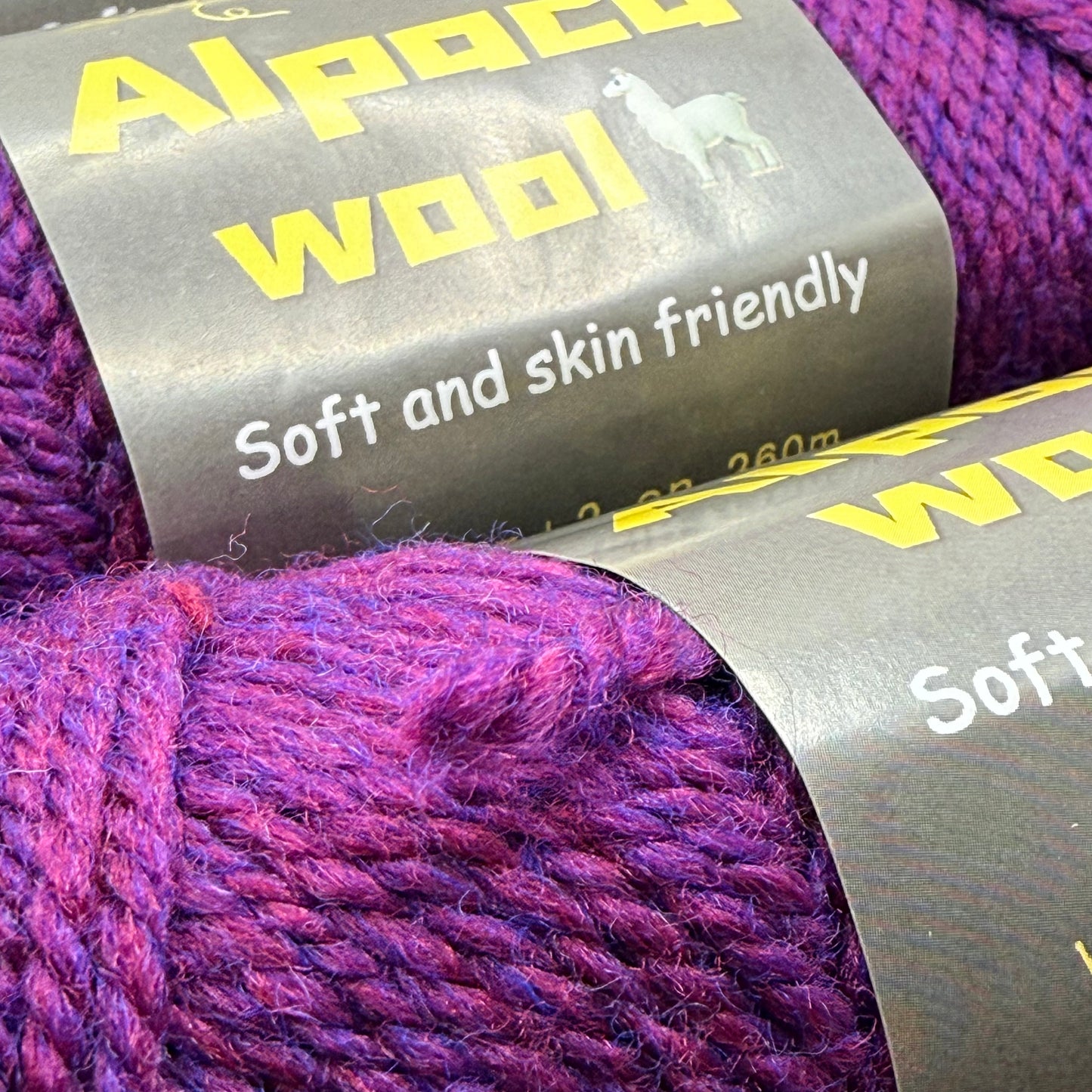Alpaca Wool Yarn - Purple (5 pcs, 100g each)