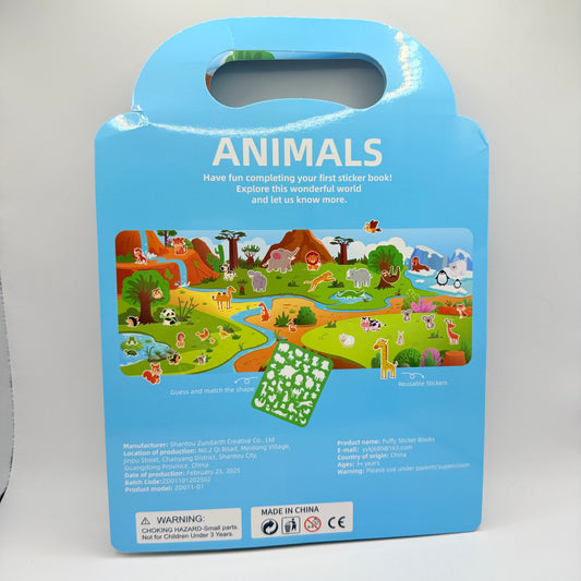 Animals Puffy Sticker Travel Play Set – Portable Fun for Kids