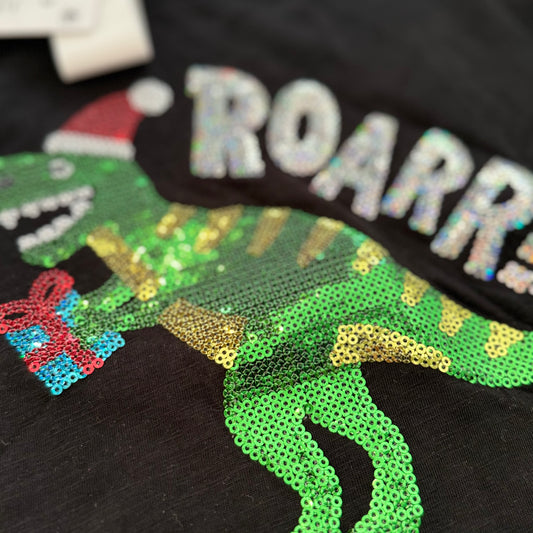 Anko size 3 christmas dinosaur sequin black t-shirt - clothing tops baby clothing