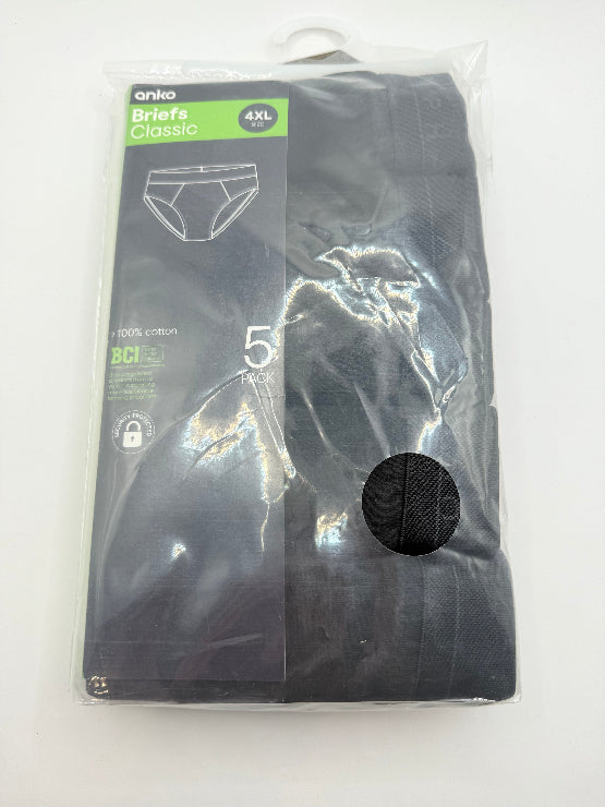 Anko size 4xl men’s classic briefs 5 pack black – brand new - men’s underwear underwear & basics men’s apparel