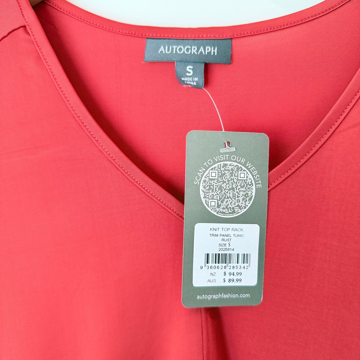 Autograph size s (16) women’s rust red panel tunic - tunics top women’s apparel