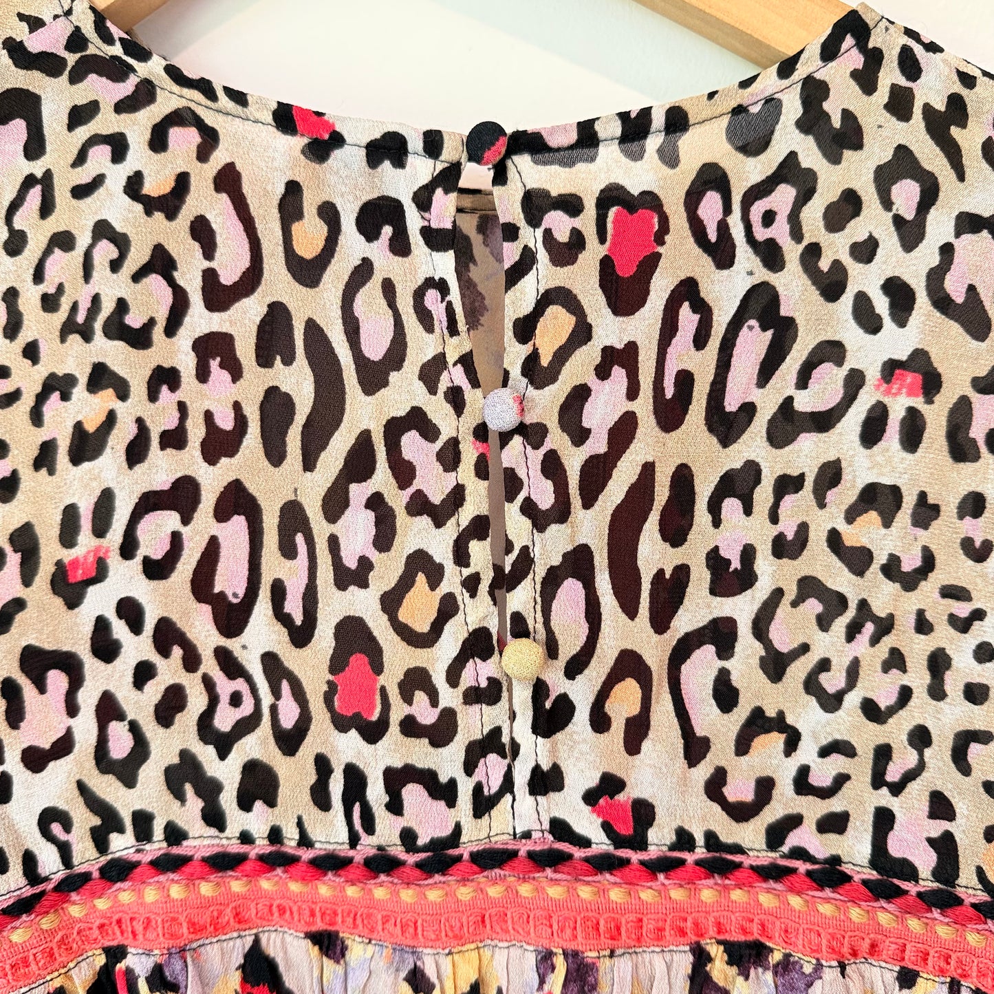 BLANK LONDON Viscose Blouse Multi Leopard Print Top Size Small