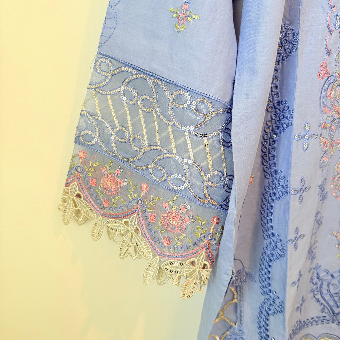 Bin saeed size 14 luxury cutwork salwar suit - blue - traditional & ceremonial clothing top women’s apparel
