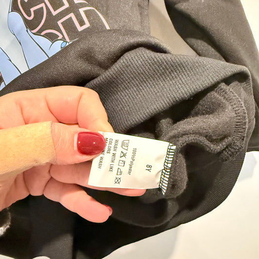 Black Disney Stitch Hoodie - Size 7-8Y