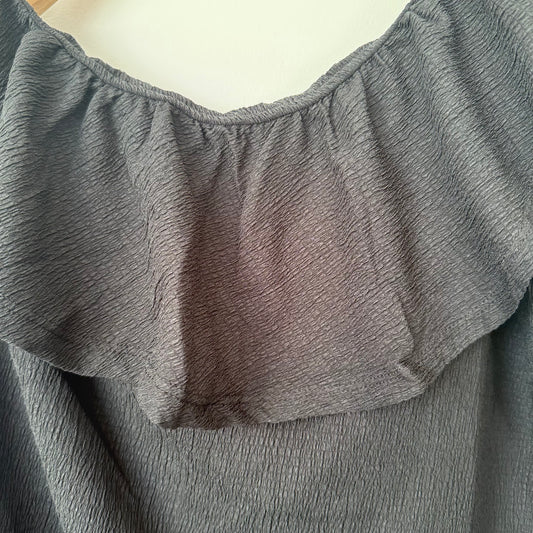Black One-Shoulder Ruffle Top - Size M