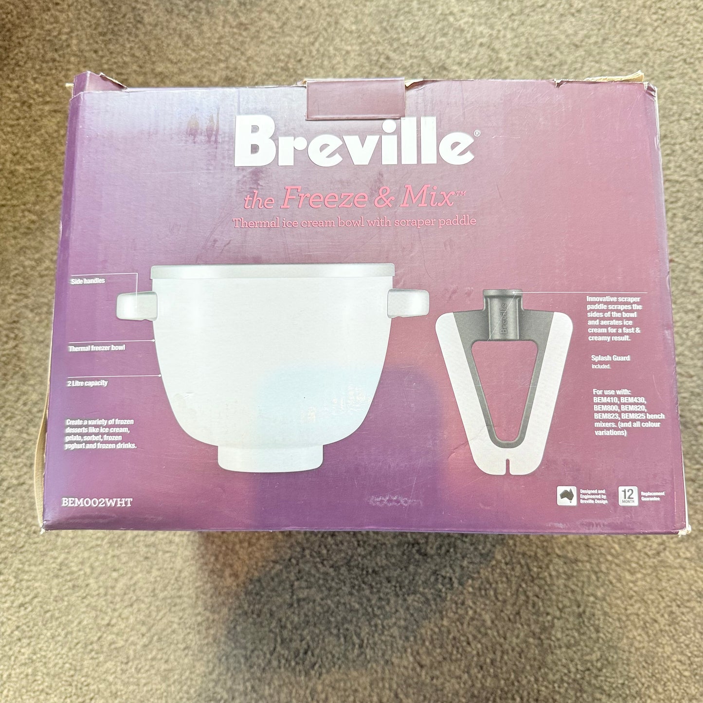 Breville freeze & mix - thermal ice cream bowl & mixer attachment - ice cream maker accessories original photo - what’s