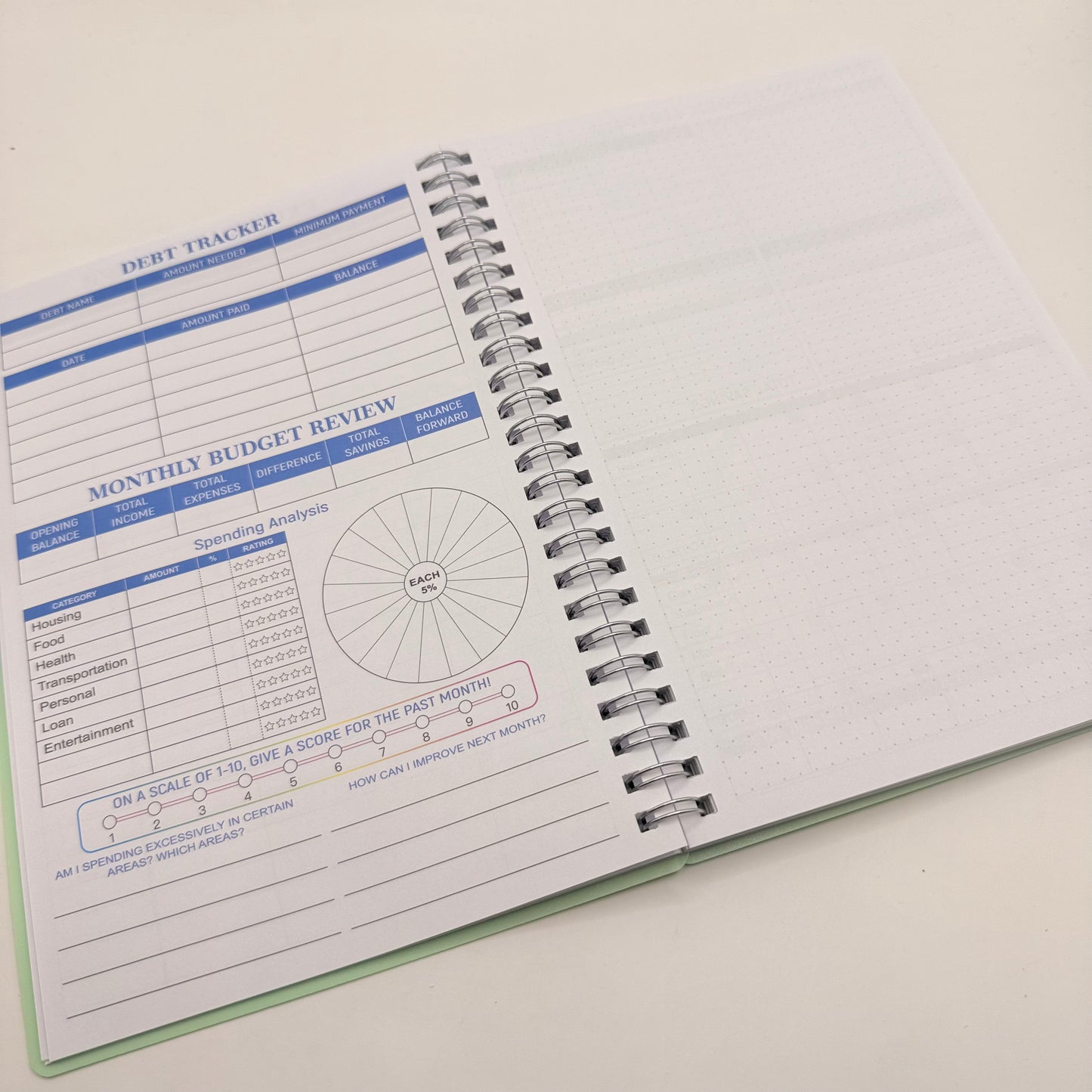 Budget Planner & Expense Tracker Notebook - Mint Green