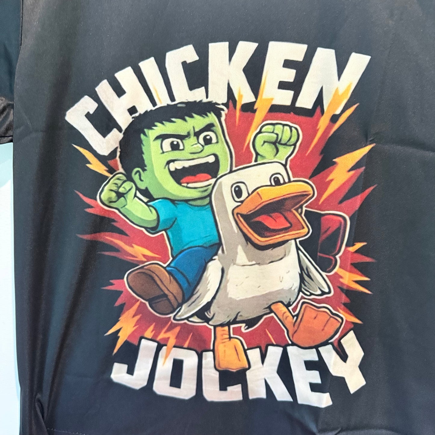 Minecraft Chicken Jockey Kids Graphic T-Shirt - Black