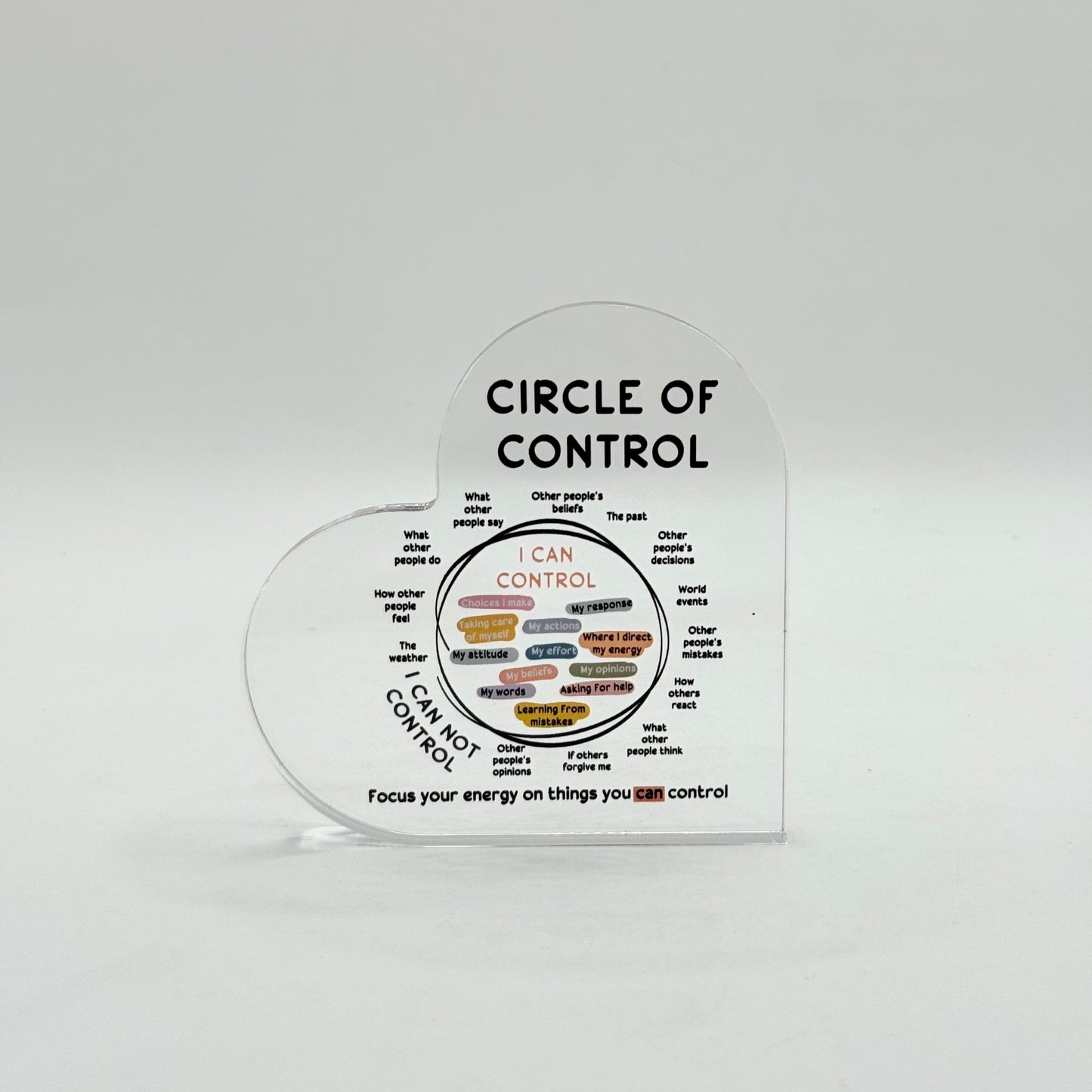 Circle of Control Heart - Shaped Acrylic Stand