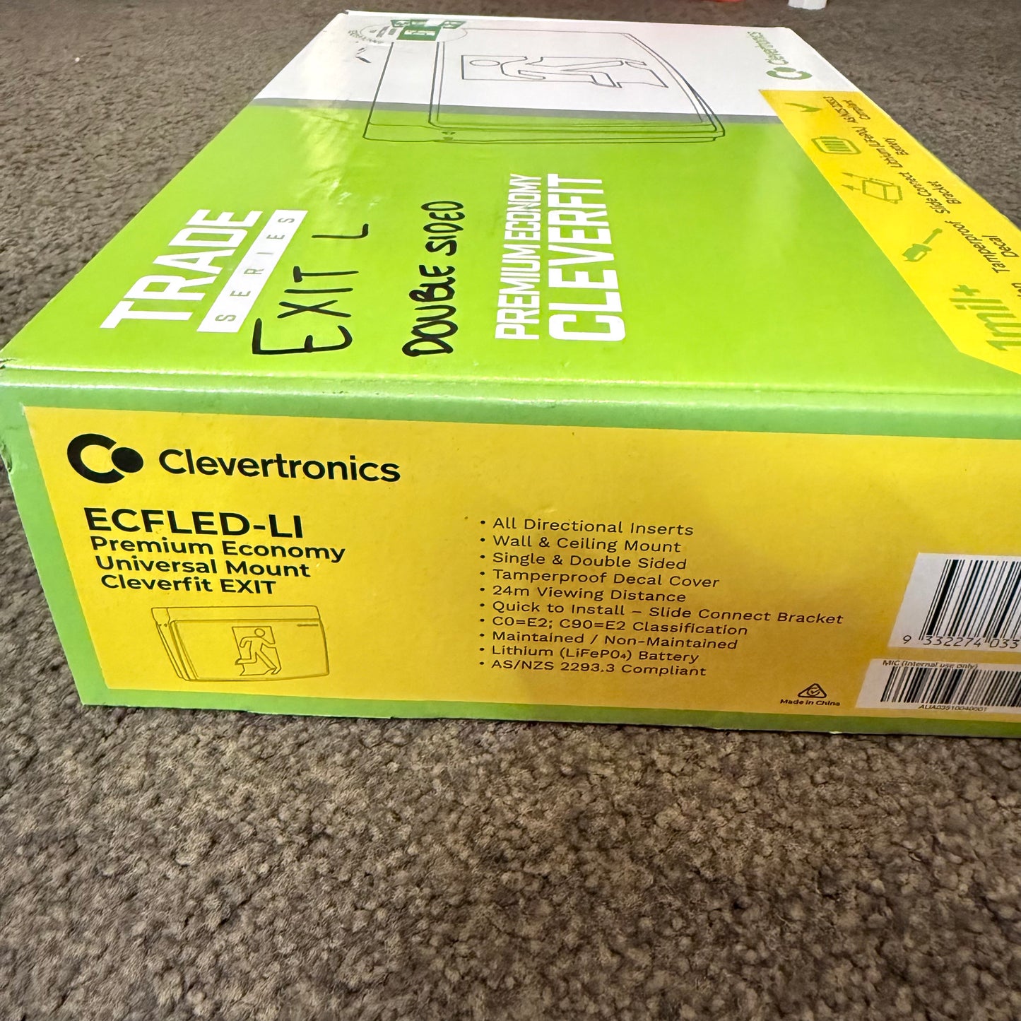Clevertronics Trade Series Double Sided LED Exit Sign Model No. ECFLED-LI