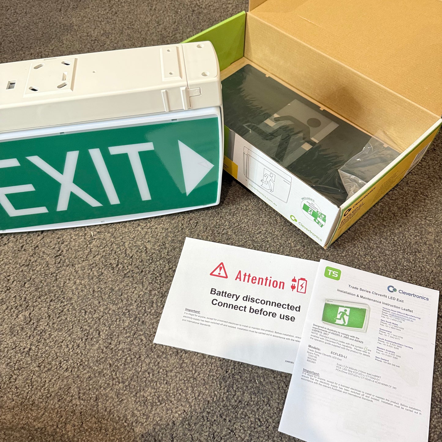 Clevertronics Trade Series Double Sided LED Exit Sign Model No. ECFLED-LI