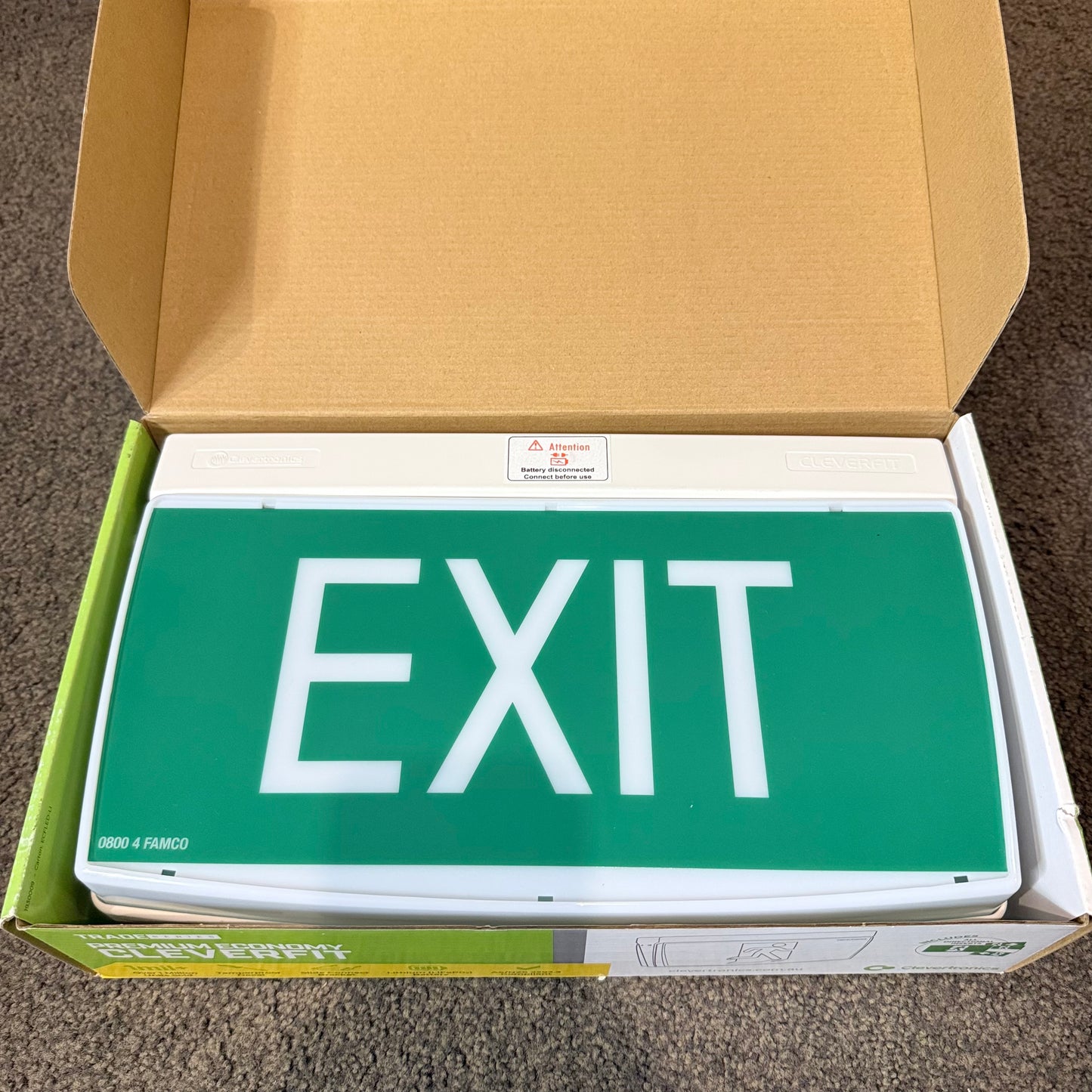 Clevertronics Trade Series LED Exit Sign Model No. ECFLED-LI (Premium Economy Cleverfit)