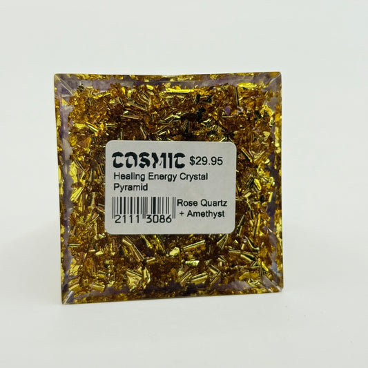 Cosmic Rose Quartz & Amethyst Crystal Pyramid