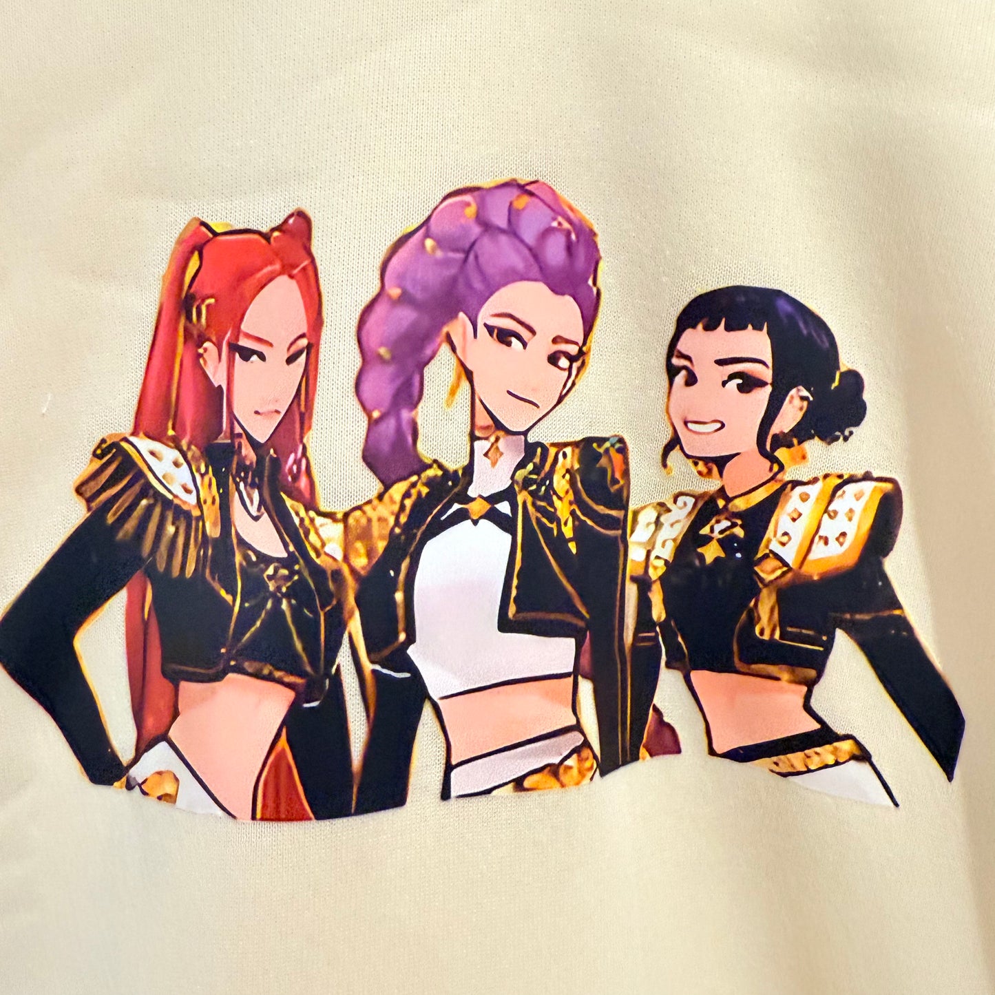 Pink K-Pop Demon Hunters Cream Graphic Hoodie - Size 7-9y