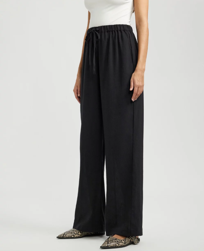 Dazie summer plans linen blend wide leg pants - black - size 12 - trousers bottom women’s apparel