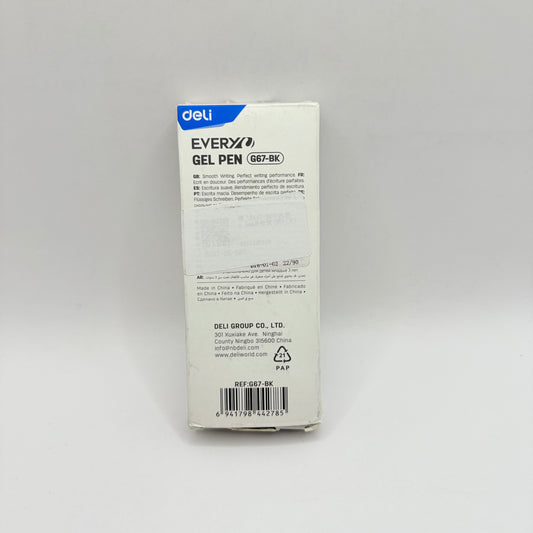 Deli EVERYO Gel Pen, 0.5mm, Black Ink (12 Pack)