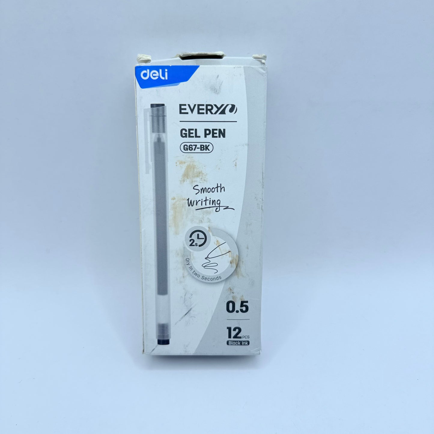 Deli EVERYO Gel Pen, 0.5mm, Black Ink (12 Pack)