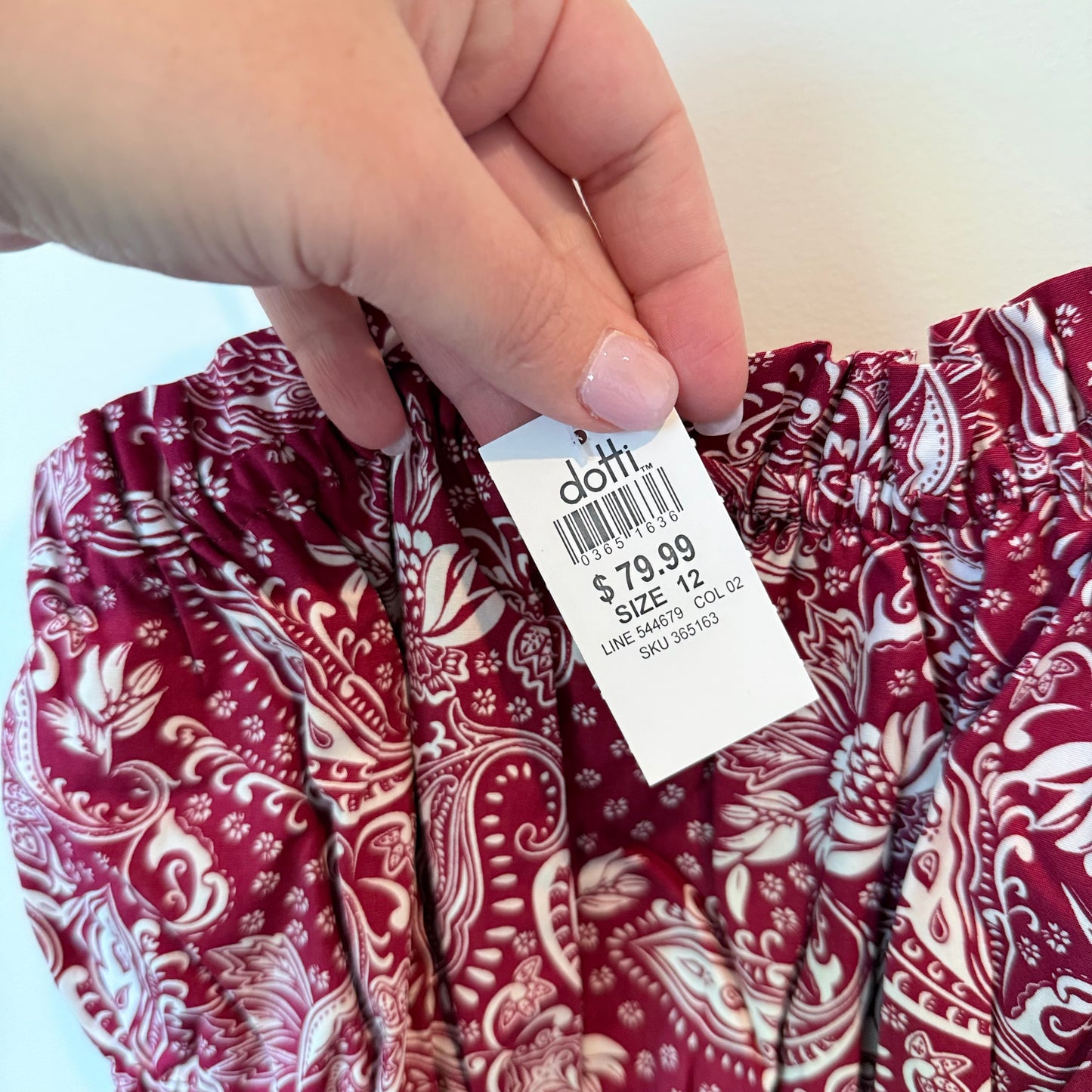 Dotti Paisley Print Smocked Midi Dress - Size 12