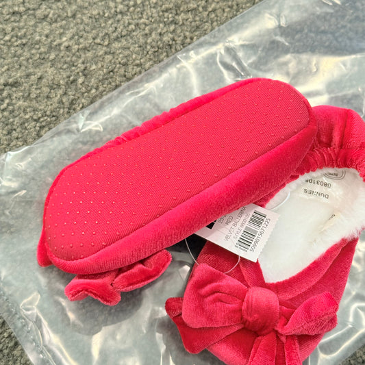 Dunnes girls red velvet ballerina slippers with bow – size 6-7 inf - first steps & crawlers shoes children’s apparel