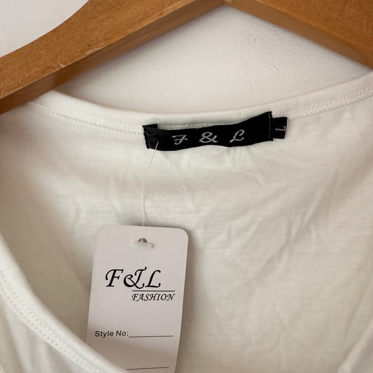 F&L Fashion White Chain Sleeveless Dress - Small