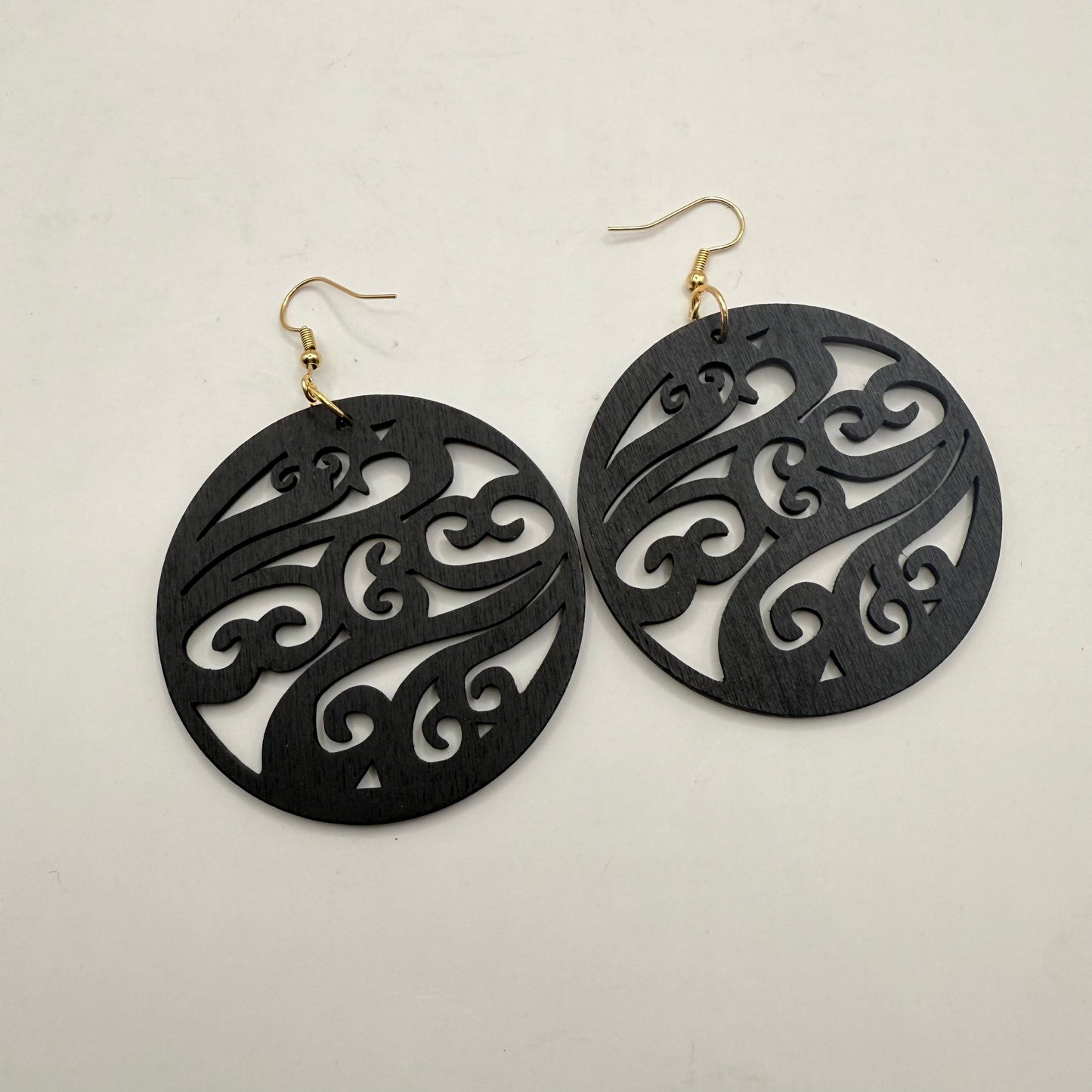 Wooden Koru Design Earrings - Brand New - Lightweight - Māori Inspired