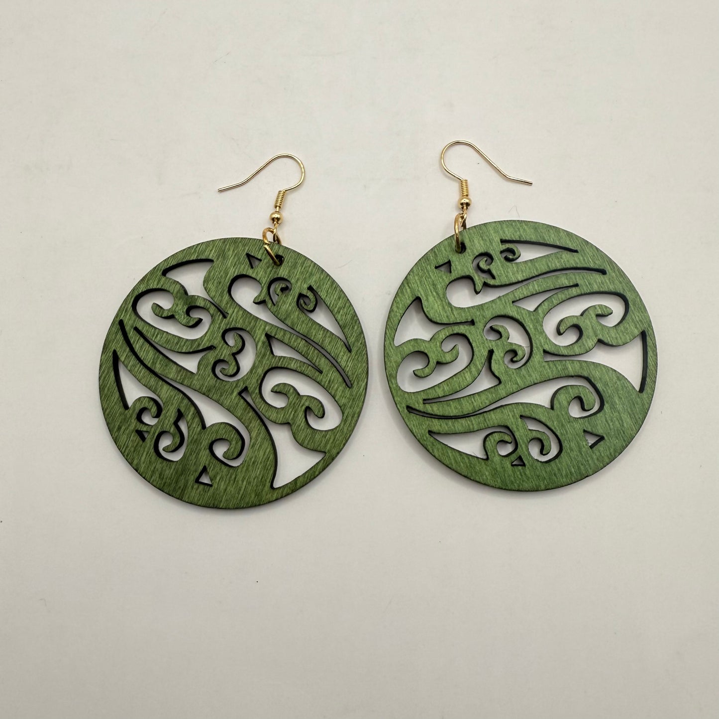 Wooden Koru Design Earrings - Brand New - Lightweight - Māori Inspired