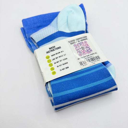 Funky Sock Co Classic Compression Socks Blue Stripes 2XL