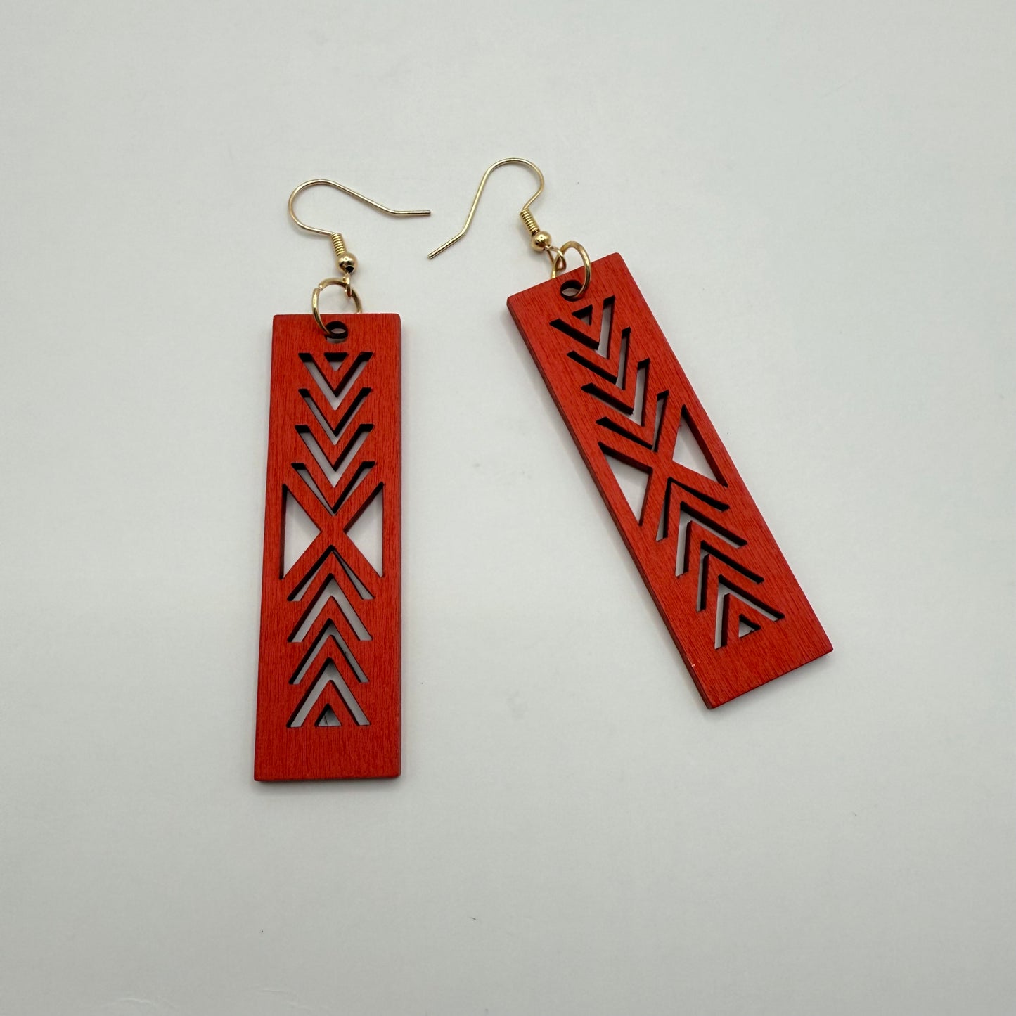 Geometric Wooden Dangle Earrings