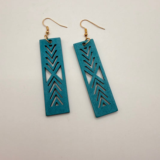 Geometric Wooden Dangle Earrings