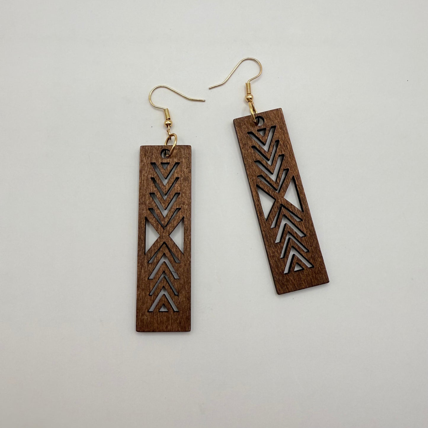 Geometric Wooden Dangle Earrings